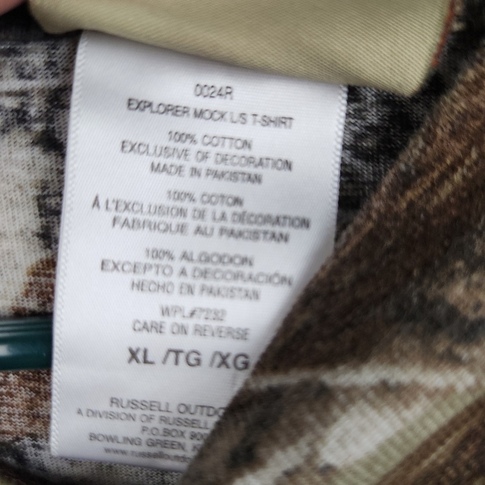 Russell Outdoors Shirt Mens XL Realtree Camo Explorer Mock Neck Hunting Tee - Picture 10 of 12